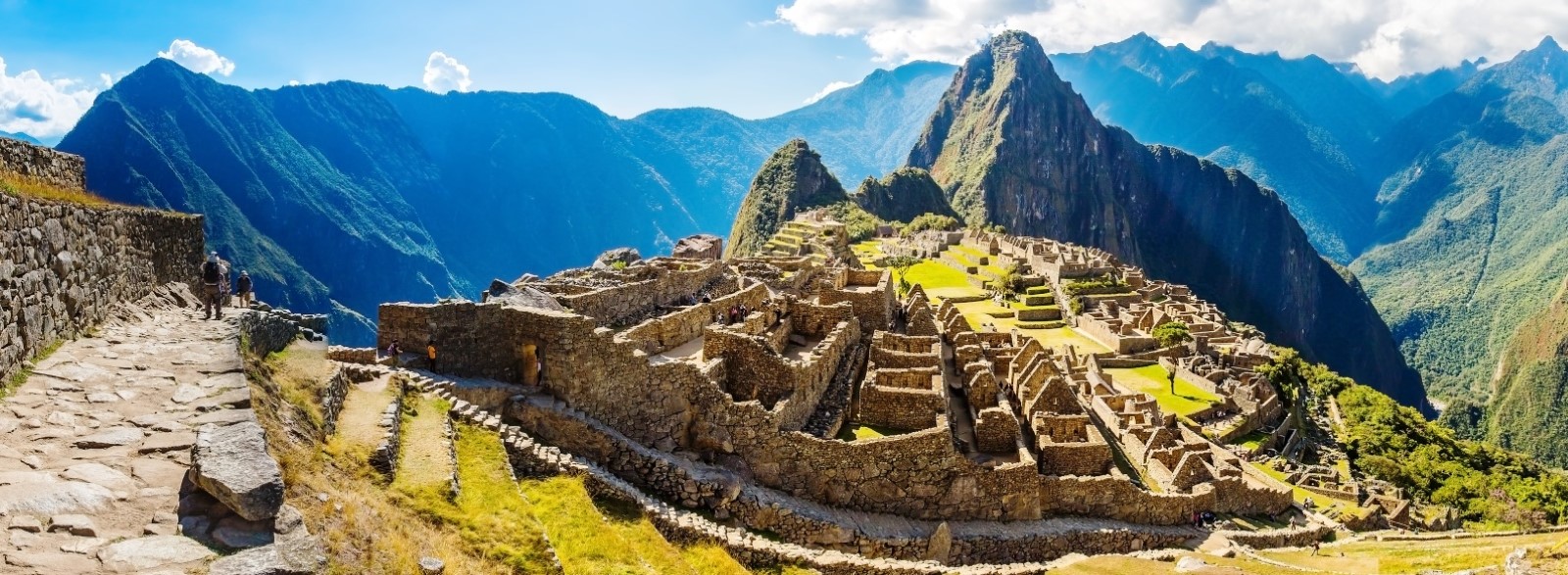 Panorama of Mysterious city - Machu Picchu, Peru,South America. The Incan ruins. Example of polygonal masonry and skill