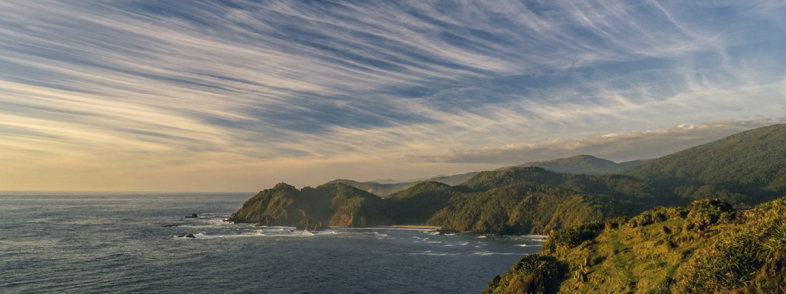 Panoramic view of the Chilean coast in Parque Nacional Chiloe